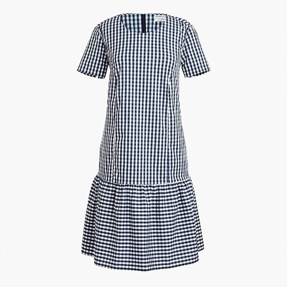 NWT J.Crew x Universal Standard Navy Gingham Check Dress sz S